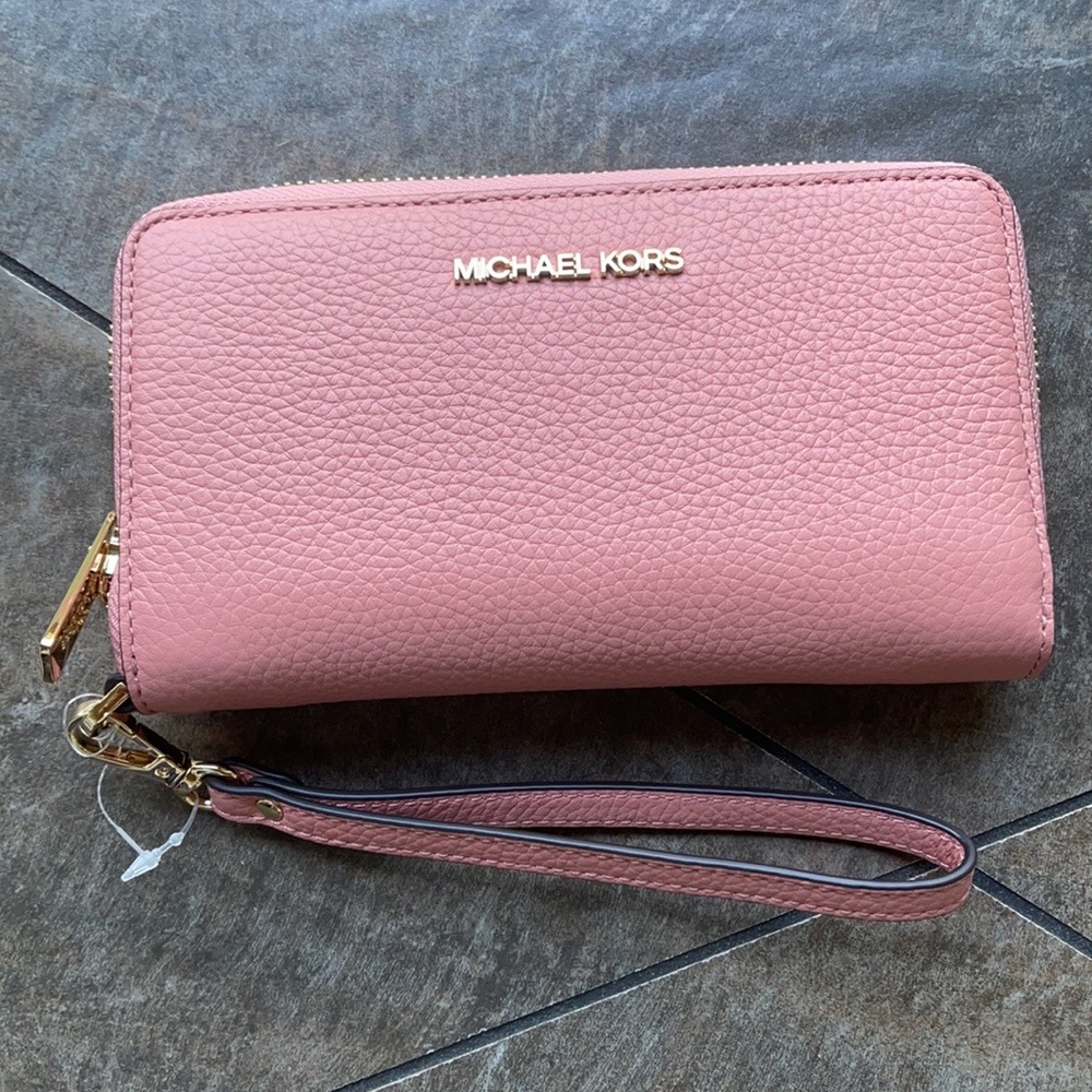 Michael Kors Jet Set Travel Lg Flat Multifunctional Phone Case-Wristlet-Wallet - Picture 1 of 16
